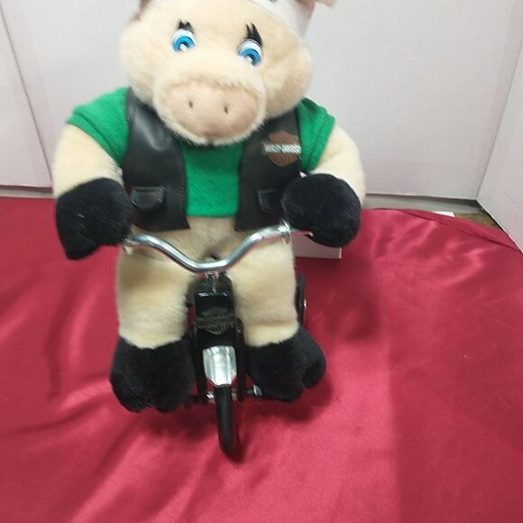 Vintage 1999 Harley Davidson Plush Hog Riding Tricycle Animated Collection w/box - Picture 4 of 12